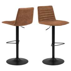 Kaprun Camel Fabric Bar Stools With Steel Base In Pair - UK