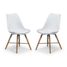Kaili Dining Chair With White Seat And Oak Legs In Pair - UK