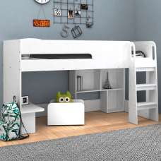 Karlstad Wooden Mid Sleeper With Bookcase In White - UK