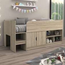 Karlstad Wooden Mid Sleeper With Cupboard In Oak - UK