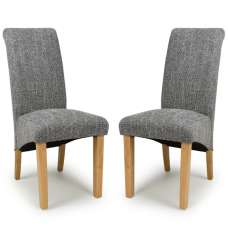 Kaduna Grey Fabric Dining Chairs With Oak Legs In Pair - UK