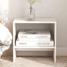 Kasia Pinewood Bedside Cabinet With Undershelf In White - UK