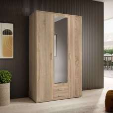 Kasper Wooden Wardrobe With 2 Doors 2 Drawers - Oak Sonoma - UK
