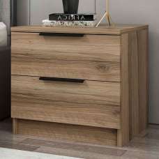 Kaspian Wooden Bedside Cabinet With 2 Drawers in Walnut - UK