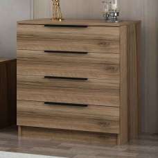 Kaspian Wooden Chest of 4 Drawers in Walnut - UK