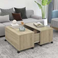 Katashi Wooden Coffee Table With Castors In Sonoma Oak - UK