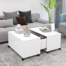 Katashi Wooden Coffee Table With Castors In White - UK