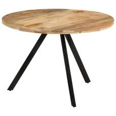 Katet Round Solid Mango Wood Dining Table In Natural - UK