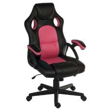 Katy Leather Home And Office Chair In Black and Pink - UK