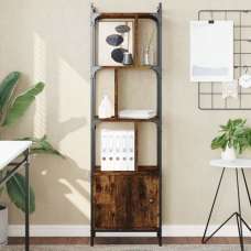 Kavala Wooden Bookcase With 3 Shelves 1 Door In Smoked Oak - UK
