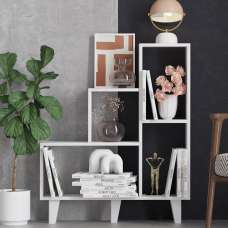 Kaze Wooden Bookcase with 4 Shelves in White - UK