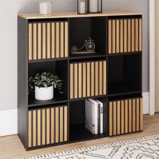 Kearney Wooden Storage Cabinet With 9 Shelves In Black And Oak - UK