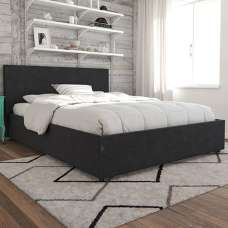 Kingston Fabric Double Bed With 4 Drawers In Dark Grey - UK