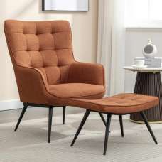 Keene Fabric Accent Chair With Stool In Copper - UK