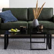 Keene Smoked Glass Nesting Coffee Table With Black Metal Frame - UK