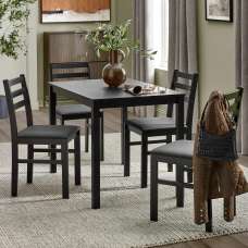 Keene Wooden Dining Table With 4 Chairs - Black - UK