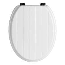 Kelant Wooden Toilet Seat With Panel Effect In White - UK