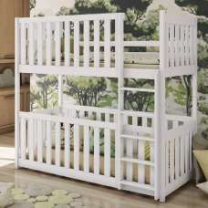 Keller Wooden Bunk Bed With Foam Mattress In Matt White - UK