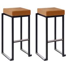 Kelowna Gold Velvet Bar Stools With Black Steel Frame In Pair - UK