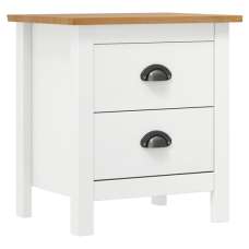 Kendal Wooden Bedside Cabinet With 2 Drawers In White And Brown - UK