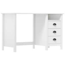 Kendal Wooden Laptop Desk With 3 Drawers In White - UK