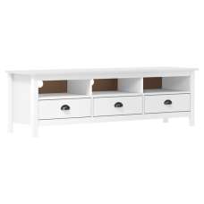 Kendal Wooden TV Stand With 3 Drawers In White - UK
