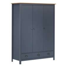 Kendal Wooden Wardrobe With 3 Doors In Grey And Brown - UK