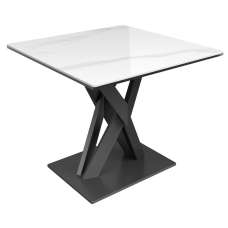 Kenosha Ceramic Glass Side Table In White Gloss - UK
