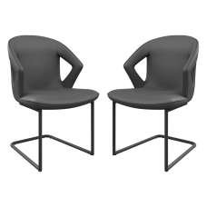 Kenosha Grey Faux Leather Dining Chairs In Pair - UK