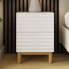 Kenosha Wooden Bedside Cabinet With 2 Drawers In White - UK