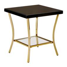 Kensick High Gloss Side Table With Gold Frame In Black - UK