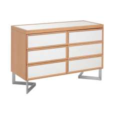 Kensick Mirrored Glass Chest Of 6 Drawers In Natural - UK