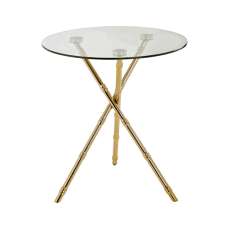 Kensick Round Clear Glass Side Table With Gold Knop Legs - UK