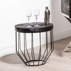 Furud Townhouse Round Side Table In Black - UK