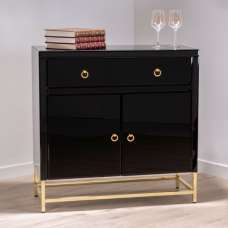 Kensick Wooden Sideboard With 2 Doors And 1 Drawer In Black - UK