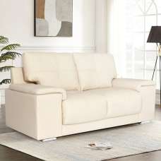 Kensington Faux Leather 2 Seater Sofa In Ivory - UK