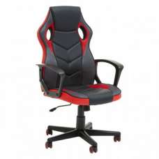 Katy Racer Faux Leather Gaming Chair In Black And Red - UK