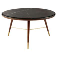 Kentona Dark Grey Marble Coffee Table With Dark Walnut Frame - UK