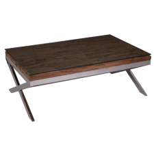 Kero Glass Top Coffee Table With Cross Base In Natural - UK