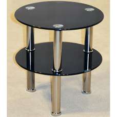 Kerrville Black Glass Side Table With Chrome Legs - UK