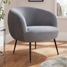 Kerrville Velvet Accent Chair With Black Legs In Grey - UK