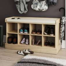Keswick Wooden Shoe Storage Seating Bench In Oak - UK