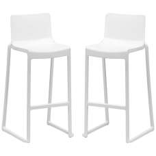 Ketchum White Polypropylene Stacking Bar Stools In Pair - UK