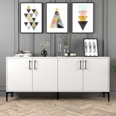 Kiev Wooden Sideboard with 4 Doors in White - UK