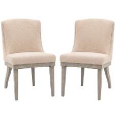 Kigali Natural Fabric Dining Chairs With Wooden Legs In Pair - UK