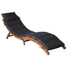 Kilmer Solid Wood Sun Lounger With Dark Grey Cushions - UK