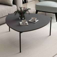 Kingsley Triangle Wooden Coffee Table with Metal Legs in Anthracite - UK