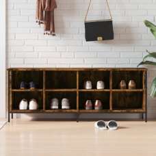 Kinsley Shoe Storage Cabinet With 8 Compartments In Smoked Oak - UK