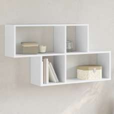 Kinston Wooden Wall Shelf With 4 Shelves In White - UK