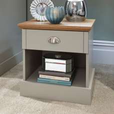 Kirkby Wooden Bedside Cabinet With 1 Drawer In Grey And Oak - UK